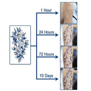 Autocollant de <span class=keywords><strong>tatouage</strong></span> semi-permanent à base de plantes 2026, motif tête de loup, crâne animalier, floral, pour hommes et femmes, résistant à l'eau, longue durée 2 semaines - Product Image 6