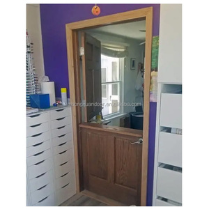 <span class=keywords><strong>Puerta</strong></span> Doble de Entrada Batiente Estilo Rústico Antirrobo de Madera Maciza con Acabado y Vidrio - Product Image 3