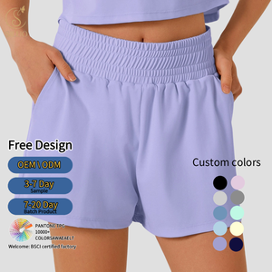 Pantaloncini Sportivi da <span class=keywords><strong>Donna</strong></span> <span class=keywords><strong>in</strong></span> Spandex, Traspiranti, Asciugatura Rapida, <span class=keywords><strong>con</strong></span> Tasche, per Yoga, Palestra, Fitness e Corsa - Product Image 1