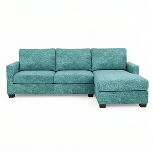 Divano Sezionale Moderno a L <span class=keywords><strong>Modena</strong></span> con Opzioni di Tessuto Personalizzabili, Gambe in Legno Verde Smeraldo Hepburn - Ingrosso - Product Image 4