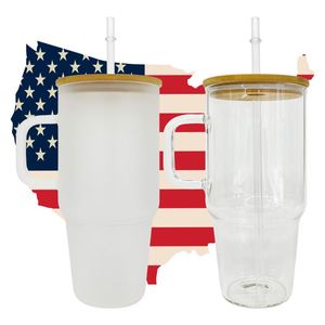 12 packs de mugs en verre givré transparent de 40 oz pour sublimation avec couvercle en bambou et wraps UV DTF pour impression par transfert thermique - Product Image 4