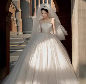 ZX-466 2023 Summer, autumn and winter new heavy industry senior feeling little bride princess wind wedding dress
