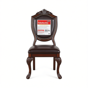 Sedia da Pranzo Royal Majestic Marrone in Ecopelle con Gambe in Legno, Stile Formale e Design Antico - Product Image 1