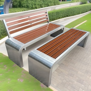 Banc de parc en acier inoxydable en forme de U, anti-corrosion, en plastique et bois, personnalisable, pour les communautés, les gymnases, les sites touristiques - Product Image 6