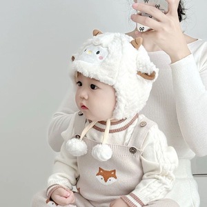 Xi Boyu Gorro de felpa de cordero para bebé con orejeras, gorro cálido de invierno con dibujos animados para niños de 1 a 4 años - Product Image 3