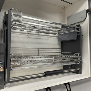 Modern Kitchen <b>Wall</b> Cabinet Pull Down Nanometer <b>Storage</b> <b>Basket</b> for Dishes Pull Down Shelf - Product Image 1