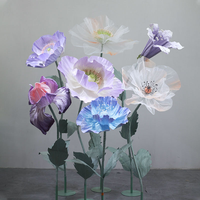 Rose de coquelicot géante gonflable en organza fait à la main pour décoration de maison de mariage Fleurs artificielles avec tige Fleurs géantes en papier