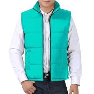 Chaleco Acolchado Azul para Hombre, Cuello Alto, Cierre de Cremallera, Chaqueta Cálida de Invierno, Ropa Casual para Exteriores, Relleno de Poliéster, Chaqueta Personalizada - Product Image 6