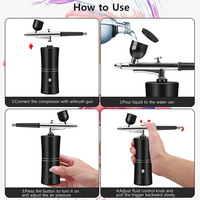 Kit Aérographe Professionnel Sans Fil Rechargeable avec Compresseur d'Air pour Nail Art, Maquillage, Barbier et Décoration de Gâteaux