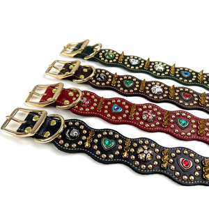 <span class=keywords><strong>Collar</strong></span> de perro al por mayor de gama alta, suministros personalizados para entrenamiento al aire libre para mascotas con patrón sólido de diamantes y pinchos, cuero de lujo - Product Image 6