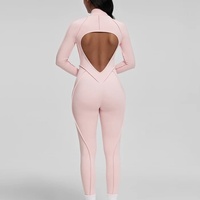 Combinaison de sport Haiyun personnalisée à compression, une pièce, pour yoga, manches longues, dos nu, avec fermeture éclair frontale, pour la gym et le fitness