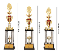 Trofeos de Plástico ABS de Alta Calidad, Trofeo de Cuatro Pilares Plateados, Base Plateada Negra, Impresión UV, Logotipo Personalizado, Múltiples Tamaños