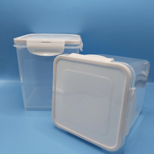Cubo transparente de material PP de grado alimenticio de 500ML 1L 3L al por mayor con tapa y asa para almacenamiento de alimentos uso diario de Productos Químicos - Product Image 3