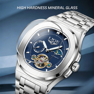 Orologio Automatico LIGE LG6837 per Uomo, Meccanico con Tourbillon, Fasi Lunari, Impermeabile in Acciaio, Luminoso, Elegante da Polso + Scatola - Product Image 3