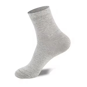 Wholesale Men's Anti-Bacterial Crew <b>Socks</b> – Black <b>Grey</b> Plain Business Design, Anti-Smell Cotton Formal Dress <b>Socks</b> - Product Image 4