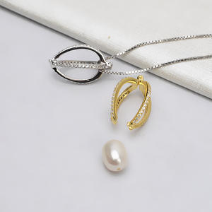 Colgante de Plata S925 para Mujer, Diseño de Jaula de Pájaros con Cuentas No Porosas de 9-10 mm, Accesorios de Joyería de Perlas DIY, Semi-Acabado 819 - Product Image 3