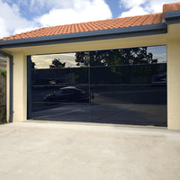 Porte de garage sectionnelle automatique en verre trempé sans cadre, à vue complète, pour villa moderne
