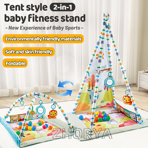 Tente de jeu <span class=keywords><strong>tipi</strong></span> 3 en 1 Zhorya, <span class=keywords><strong>tapis</strong></span> de jeu pliable pour bébé, <span class=keywords><strong>tapis</strong></span> de jeu au <span class=keywords><strong>sol</strong></span> - Product Image 2