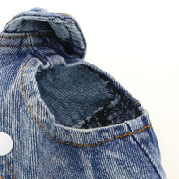 Vêtements pour chiens : Gilet en jean brodé de fleurs et de fruits pour Bichon, Teddy, Bouledogue