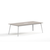 Table de conférence rectangulaire moderne et minimaliste, 6 places, plateau en MDF avec revêtement en poudre écologique, pieds en acier laminé à froid, imperméable