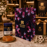 Sac en papier de luxe personnalisé avec poignée en ruban pour compléments alimentaires au miel, sac cadeau élégant mat avec logo doré pour boutique