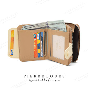 กระเป๋าสตางค์ผู้หญิง Pierre Loues รุ่น RFID สีเบจ ลายเพชร ใช้ได้ทุกวัน - Product Image 1