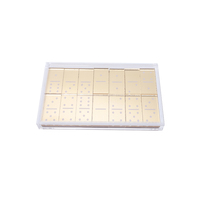 Tuiles de dominos en acrylique doré de qualité supérieure, jeu de dominos complet de 28 pièces avec boîte à couvercle coulissant transparent, parfait pour les cadeaux et les fêtes
