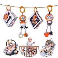 Tumama enfants noir et blanc suspendu hochet livre jouet ensemble bébé début livre éducatif mignon Animal poussette suspendu hochet bébé jouets