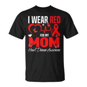 T-shirt de sensibilisation à la maladie cardiaque rouge pour maman, fille, fils - Cadeau personnalisé pour les êtres chers - Product Image 1