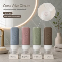 Ensemble de bouteilles de voyage en silicone personnalisées OEM conformes TSA, avec impression de logo sur pochette PVC, 60 ml, pour bagage cabine et contrôle aéroportuaire