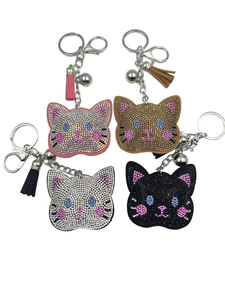 Porte-clés Chaton en Cristal Scintillant avec Pendentif de Sac pour <span class=keywords><strong>Femme</strong></span>, Motif Chat de Dessin Animé Porte-Bonheur, avec Pompon Diamant et Clochette - Product Image 6