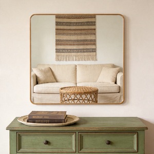 Gold Metal Framed <b>Square</b> <b>Mirror</b> 36in x 36in Wall Mounted Bathroom Decor - Product Image 1