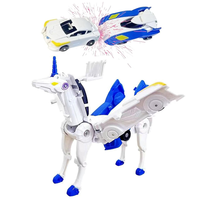 Juguete de Coche Unicornio Transformable en Robot para Niños y Niñas, Conexión Magnética, Deformación por Colisión, Vehículo de Carreras Mágico para Niños Pequeños