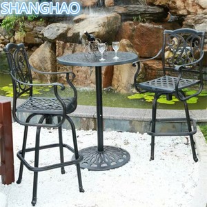 <span class=keywords><strong>Table</strong></span> de bar <span class=keywords><strong>ronde</strong></span> <span class=keywords><strong>en</strong></span> aluminium moulé de haute qualité pour l'extérieur, <span class=keywords><strong>table</strong></span> de bar de patio <span class=keywords><strong>en</strong></span> fer, 2 chaises de bar de <span class=keywords><strong>bistrot</strong></span> résistantes aux intempéries - Product Image 2