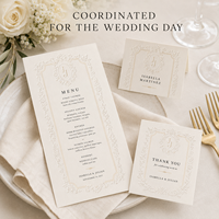 Suite d'invitations de mariage personnalisées avec monogramme en relief, design de cadre floral antique, invitation de mariage et carte RSVP assortie