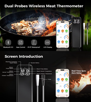 Termometer Daging Nirkabel Dual Probes untuk Memasak di Dapur, Oven, BBQ, dan Memanggang untuk Sistem Android/iOS
