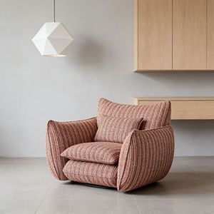 Fauteuil simple en tissu rayé rétro <span class=keywords><strong>Serea</strong></span>, canapé de loisirs minimaliste italien pour la maison et l'appartement - Product Image 2
