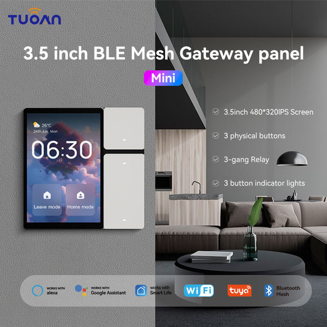TUOAN  3.5 Touch Panel Tuya App Control Compatible Alexa Google Home Wall Wifi Smart Light Switch No Reviews yet