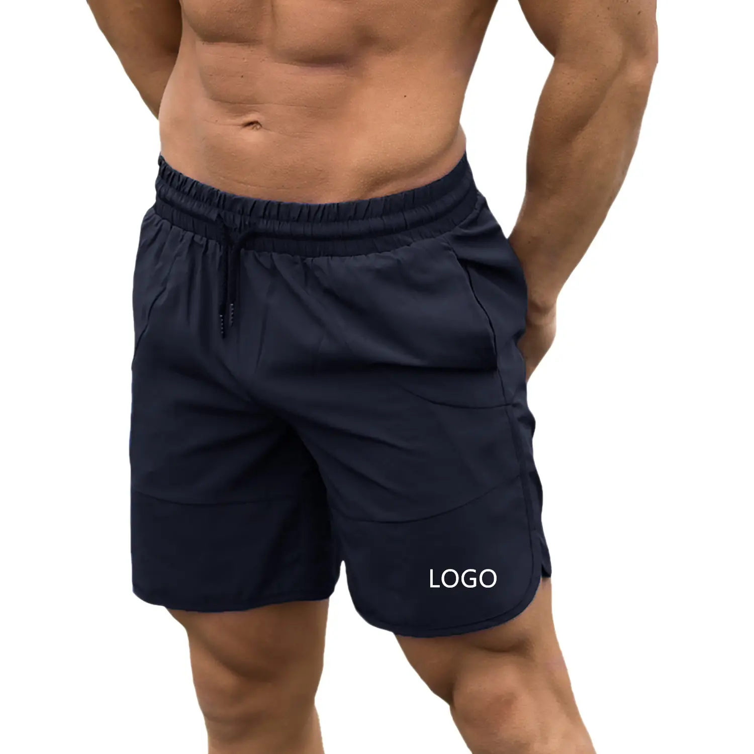 Pantalones cortos de entrenamiento de LICRA para hombre, de 7 pulgadas, de malla, al por mayor, para gimnasio, con bolsillo