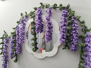 Cortina <span class=keywords><strong>de</strong></span> Ganchillo Hecha <span class=keywords><strong>a</strong></span> Mano con <span class=keywords><strong>Flores</strong></span> <span class=keywords><strong>de</strong></span> Glicinia, Estilo Cottagecore Moderno y Encantador, Longitud Personalizada, para Ventana o Puerta, Estilo Fairycore - Product Image 1