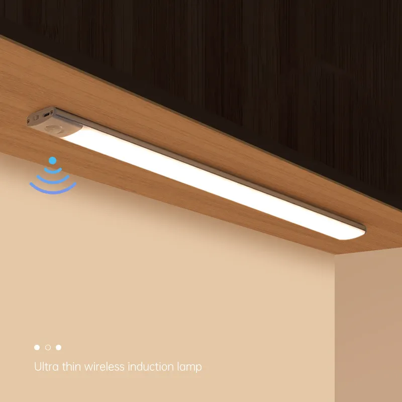 Accu Aangedreven Draadloze Keuken Oplaadbare Kast Lineaire Lamp Led Bewegingssensor Verlichting Onder Garderobekast Licht