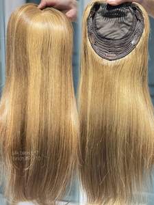 Topper de cabello humano SHY parte libre base de seda Topper mono 6*7 top de seda para Clip en postizos #4 Topper de pelo liso marrón - Product Image 5