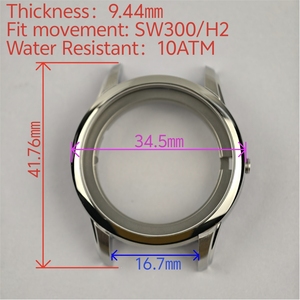 Cassa per Orologio in Acciaio Inossidabile 316L con LOGO Personalizzato 34.5mm X 41.76mm, Movimento SW300/H2, Vetro Zaffiro, Tubo Stelo Avvitabile, Impermeabile 10ATM - Product Image 1
