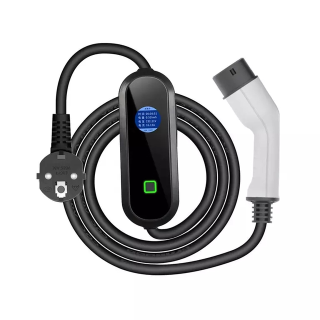 Indicator Light 16A AC Ev Charger 3.5KW EVSE Adjustable Current Portable Charger Electric Vehicle Car Type2 IEC62196 Type1 J1772
