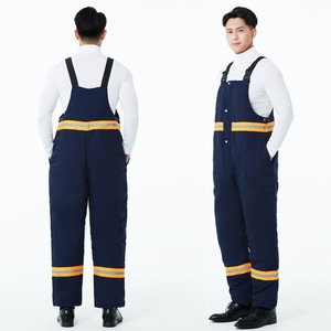 Pantalon <span class=keywords><strong>de</strong></span> <span class=keywords><strong>travail</strong></span> pour garçons, chaud, anti-plis, haute visibilité, avec bretelles longues, rembourré en coton, pour entrepôts frigorifiques et réparation automobile - Product Image 3