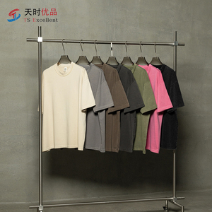 T-shirt décontracté à manches courtes pour homme, style américain, avec logo personnalisé, couture inversée, effet délavé, vente en gros, haute qualité - Product Image 1