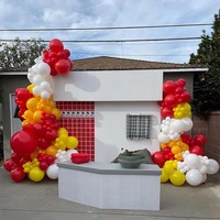Kit d'arche de guirlande de ballons rouge, orange, jaune et blanc en latex avec confettis pour la décoration de fête d'anniversaire ou de carnaval
