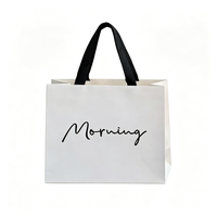 Sac shopping en papier imprimé avec logo, poignée en ruban satiné, pour vêtements, chaussures et accessoires vestimentaires, emballage de marque