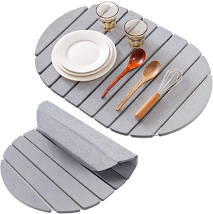 Tapis de séchage pour vaisselle en pierre de forme ronde, grand format, résistant à la moisissure, pliable, en diatomite organique pour comptoir de cuisine - Product Image 1
