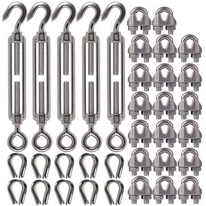 Tensor de cuerda de acero inoxidable M5 M6 con gancho abierto y gancho a gancho, métrico, acero inoxidable 304 316 - Product Image 5